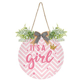susiyo Baby Shower It's Girl Door Sign Decor Hanging Round PVC Welcome Sign for Farmhouse Front Door